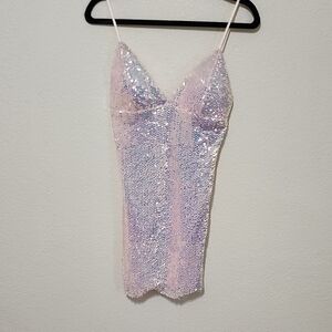 Fashion Nova Pink and Purple Embellished Slip Dress
